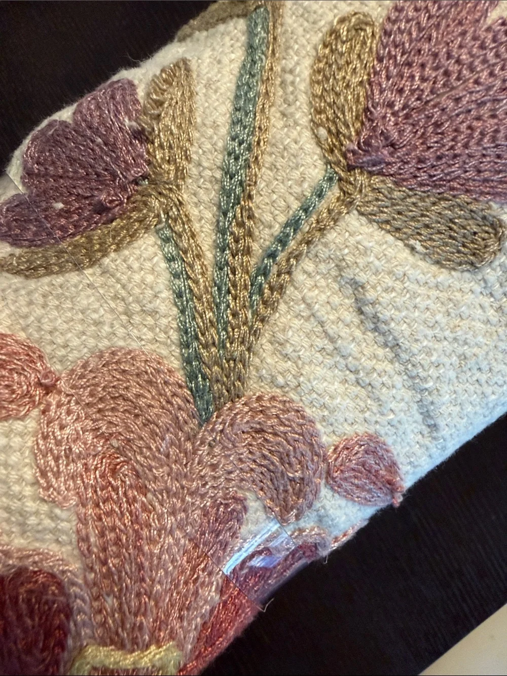 Pottery Barn Liana Crewel Embroidered Cotton/Linen Table Throw NWT 50” x 50”